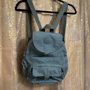 Kipling Queenie Mini Travel Casual Backpack Light Aloe Tonal Blue/Gray